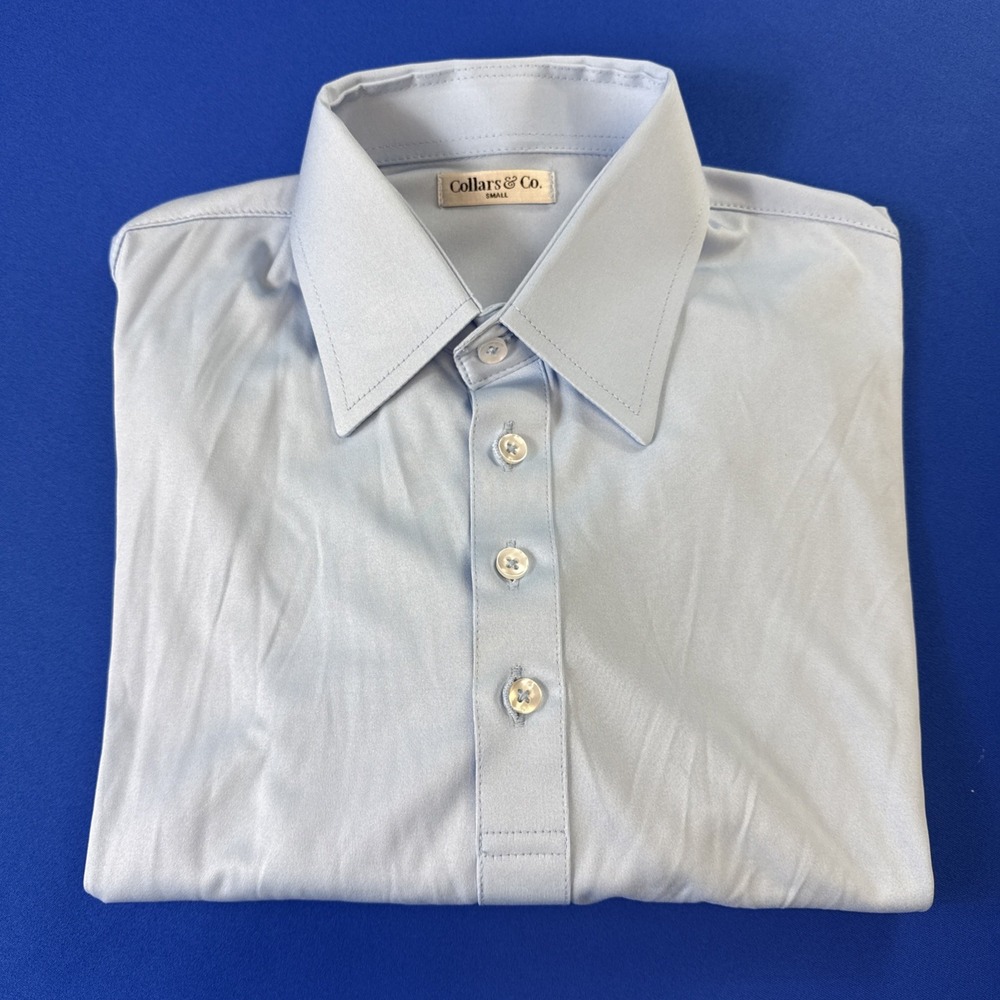 Collars and Co Men's Size Small Light Blue Polo Shirt Short Sleeve